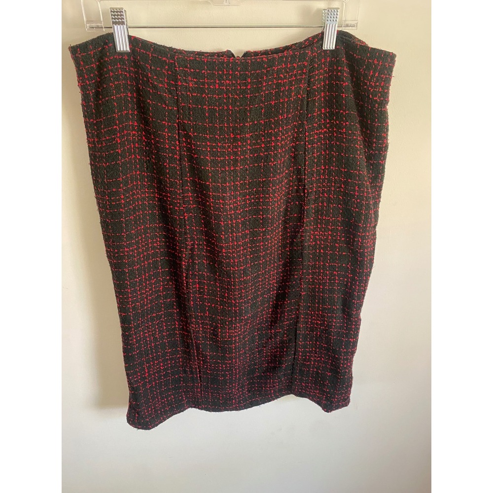 Rock Steady Black Red Tweed Pencil Skirt XL Retro Pinup High Waist Made in USA